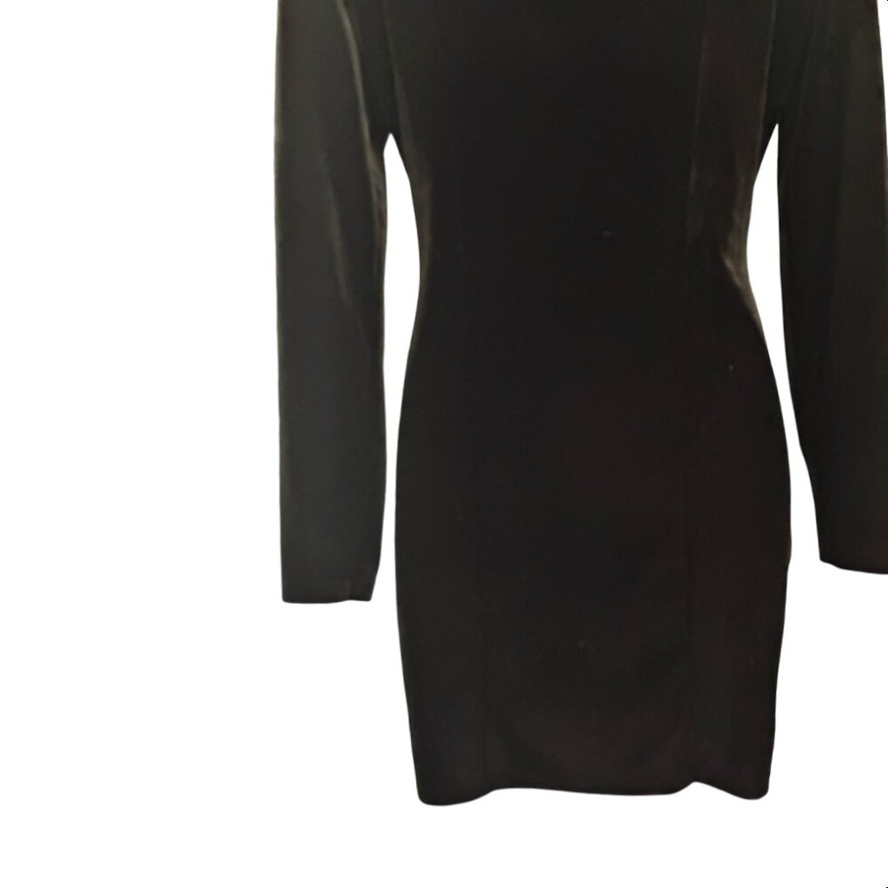 Sz.M*Unbranded*Black Velvet Long-Sleeve Mini Dress - Picture 6 of 6